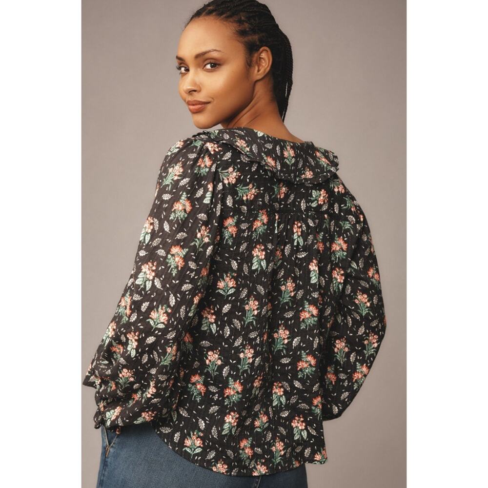 Pilcro by Anthropology The Keira Collared ButtonFront Blouse:Long-Sleeve Edition